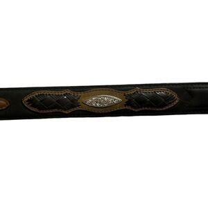 Badger Leather Western Belt Mens Sz 42 Embellished Western Cowboy Rodeo Brown